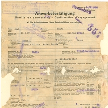 Zaświadczenie o zatrudnieniu Henri'ego Bala w firmie Chaussures Leconte w Lille