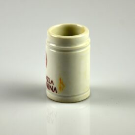 Pojemnik ceramiczny z napisem: DRA. STENZLA BENIGNINA i grafiką w postaci twarzy kobiety.